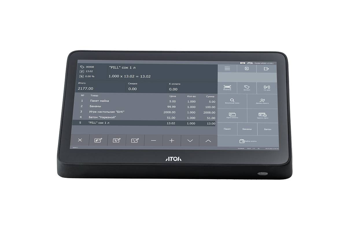 POS-терминал АТОЛ Optima V7 Lite Windows 10 IoT артикул 59459 11.6", J3455, 4 ГБ DDR3L, SSD 128 Гб M.2, без АКБ, с ОС 